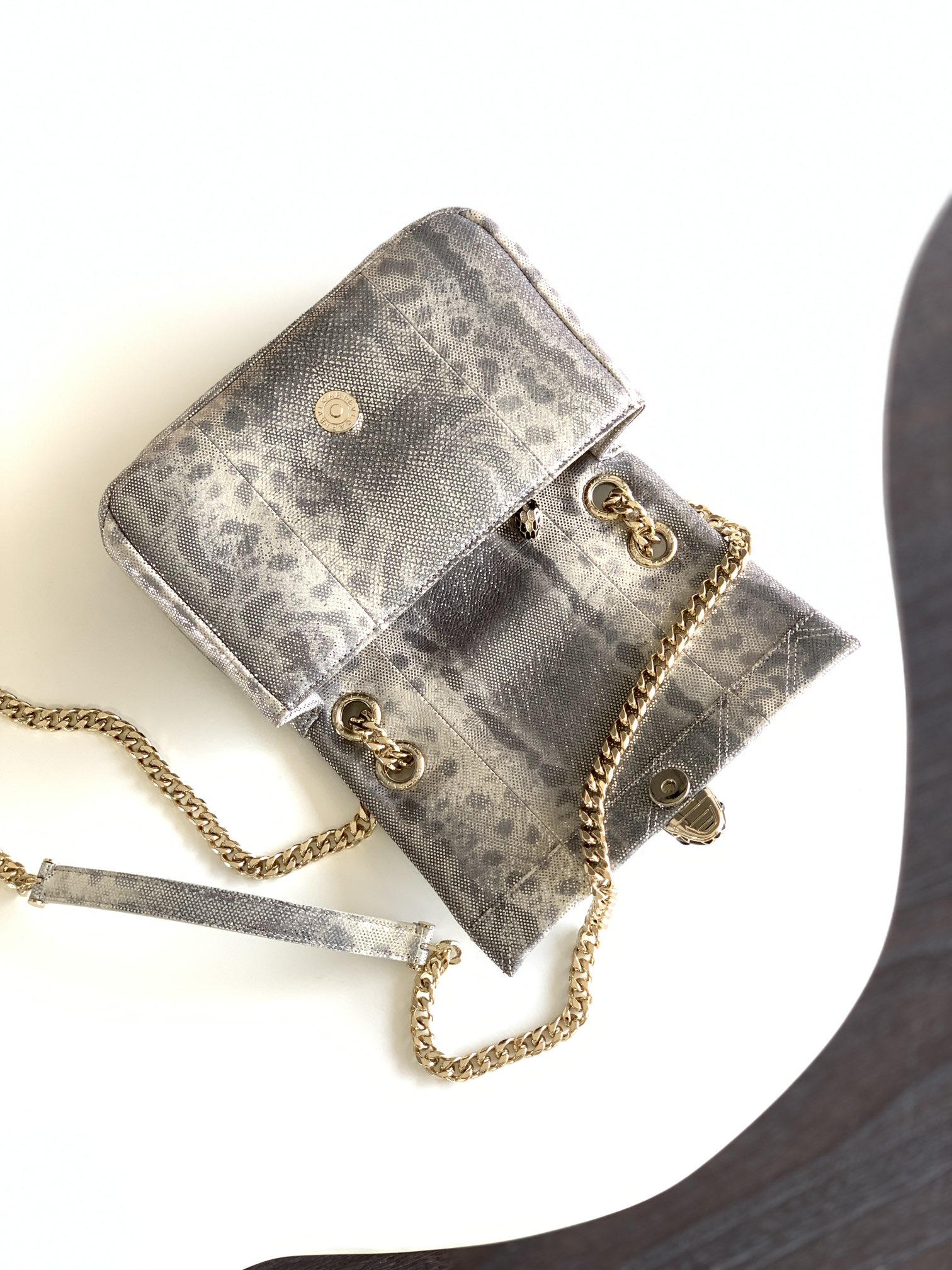 Bvlgari Serpenti Cabochon Crossbody Bag in Grey Snake Skin